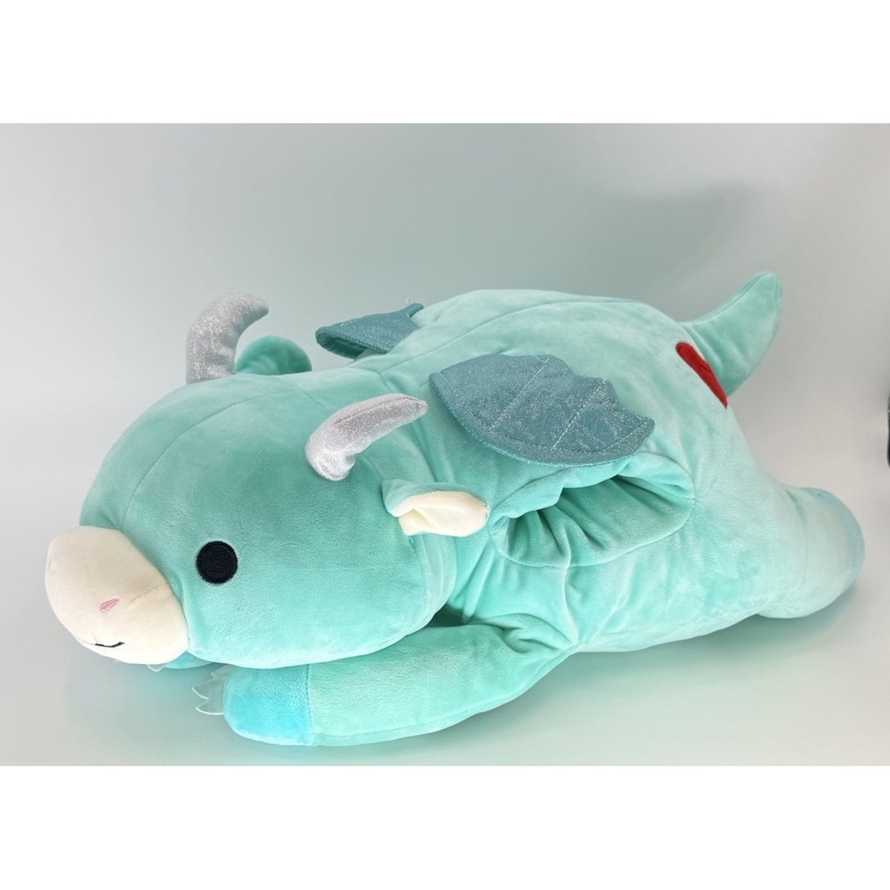Squishmallow Miles the Hug a Pet Dragon Hugmallow 22" Rare HTF Plush Heart Patch
